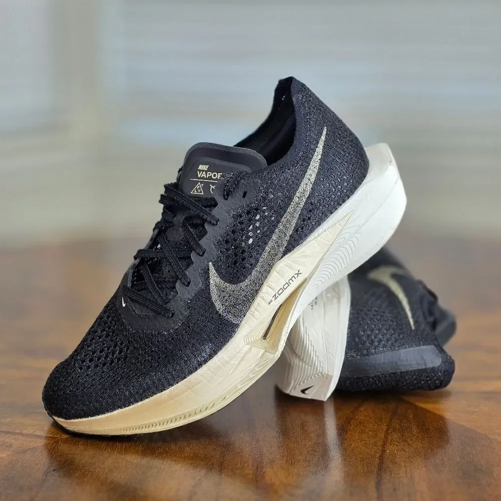 Nike ZoomX Vaporfly Next% 3 Men’s Size 9 Black Metallic Gold Grain LE DV4129-001